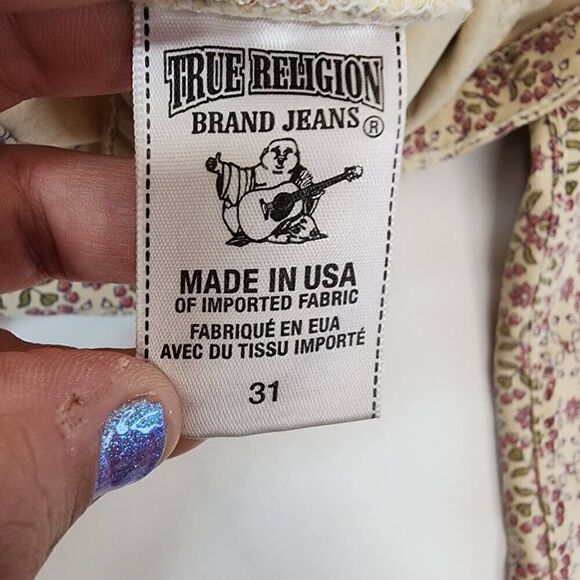 True Religion Victoria Skinny Twill Jeans Size 31 Waist Bohemian Floral Printed - Picture 7 of 9
